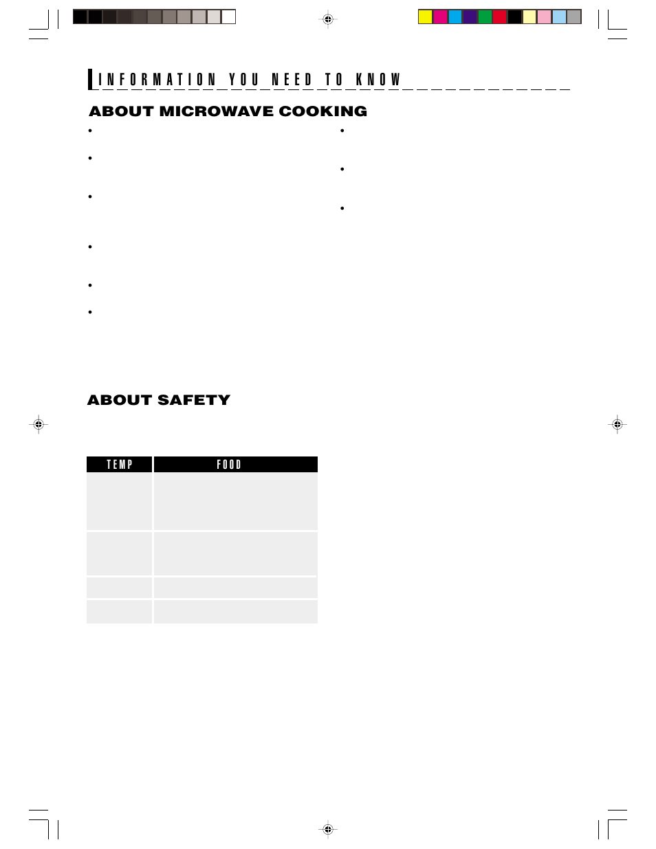 About microwave cooking, About safety | Sharp R-1406 User Manual | Page 17 / 32