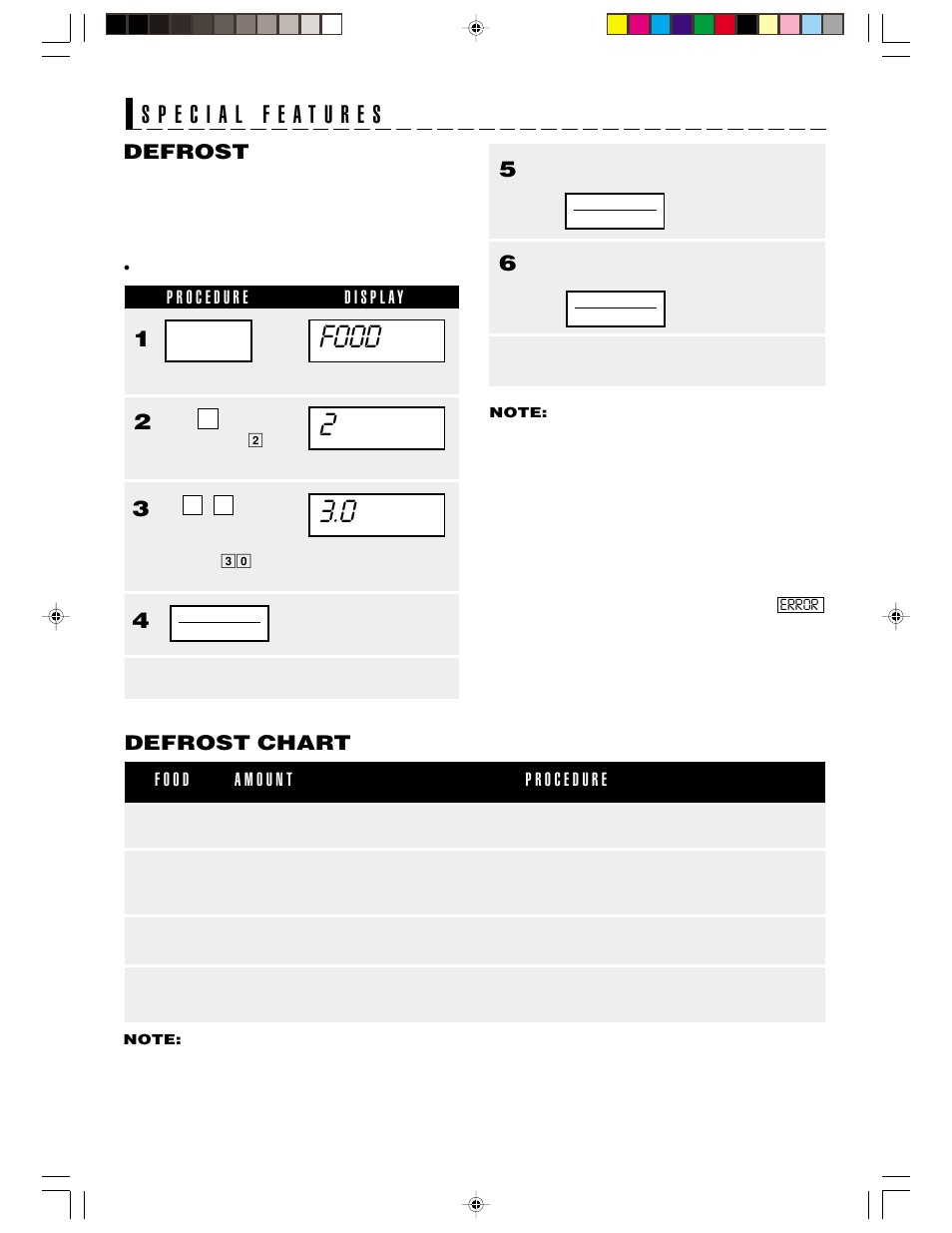 Food, Defrost, Defrost chart | Sharp R-1406 User Manual | Page 25 / 32