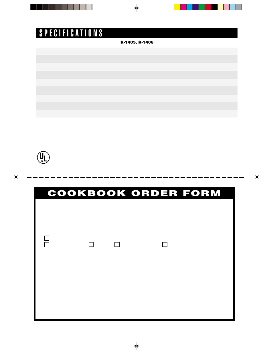 Cookbook order form | Sharp R-1406 User Manual | Page 30 / 32