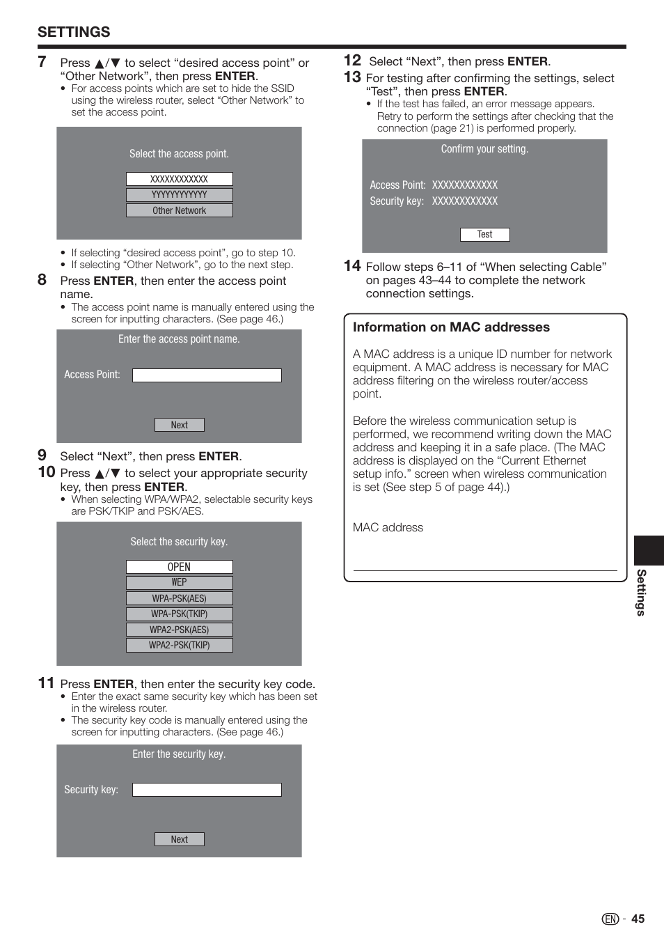 Settings | Sharp AQUOS BD-HP90U User Manual | Page 47 / 81