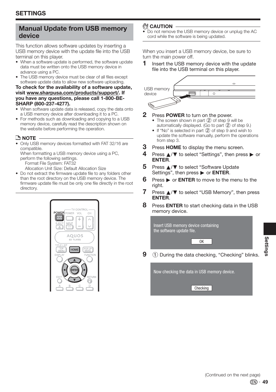 Settings | Sharp AQUOS BD-HP90U User Manual | Page 51 / 81