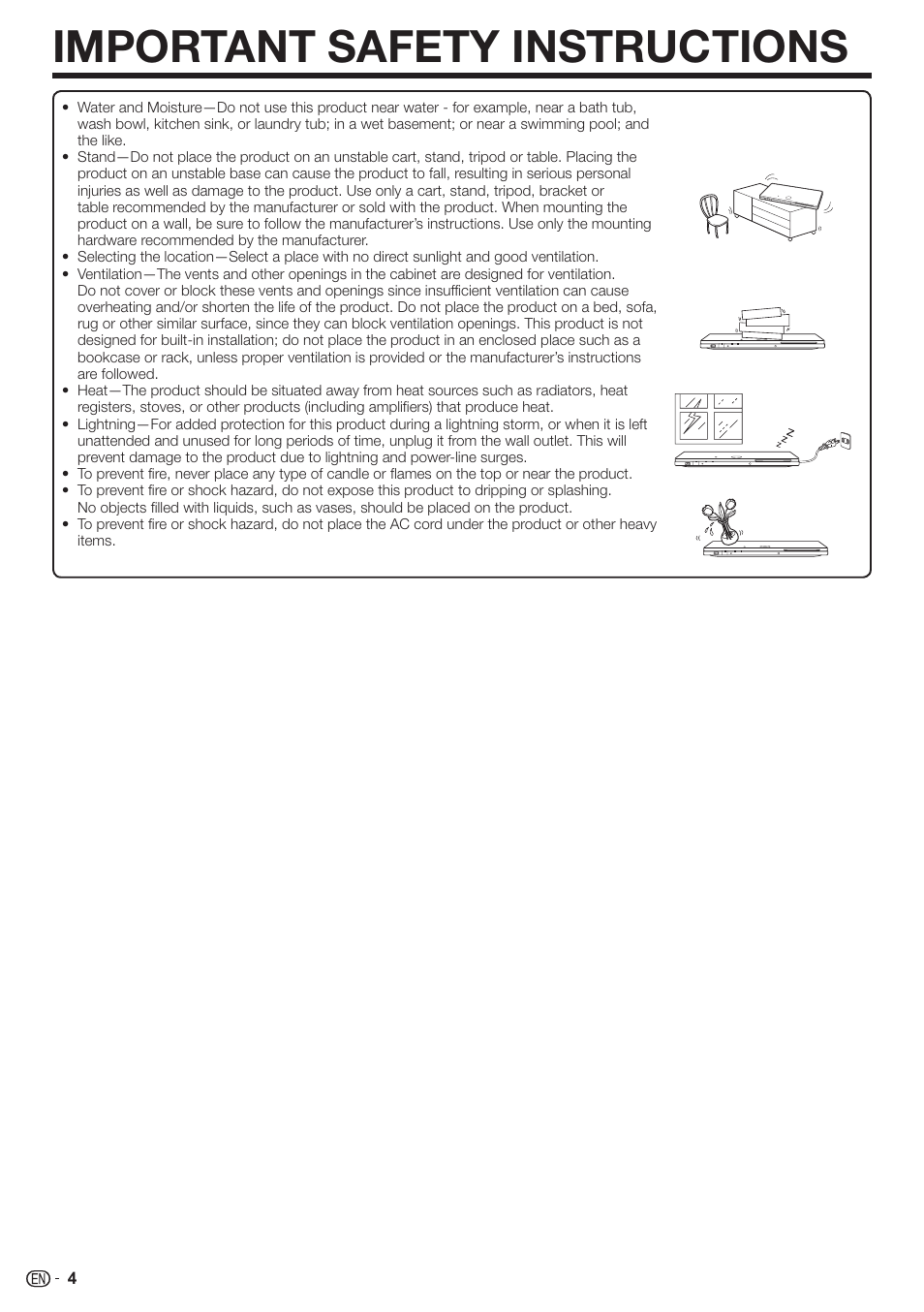 Important safety instructions | Sharp AQUOS BD-HP90U User Manual | Page 6 / 81