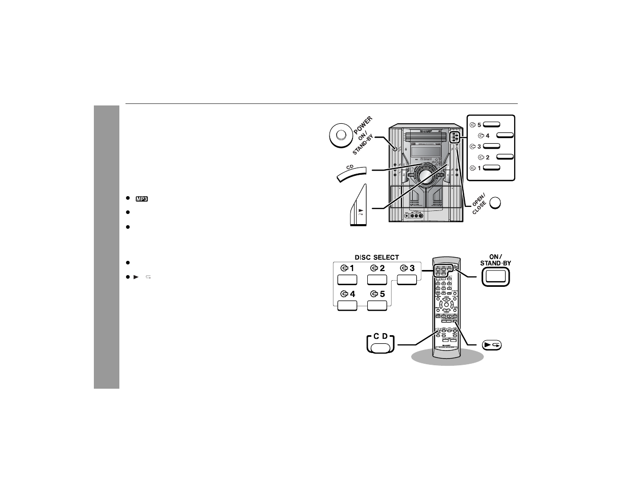 Listening to a cd or mp3 disc, Cd or mp3 disc pla ybac k | Sharp CD-MPS900 User Manual | Page 16 / 42