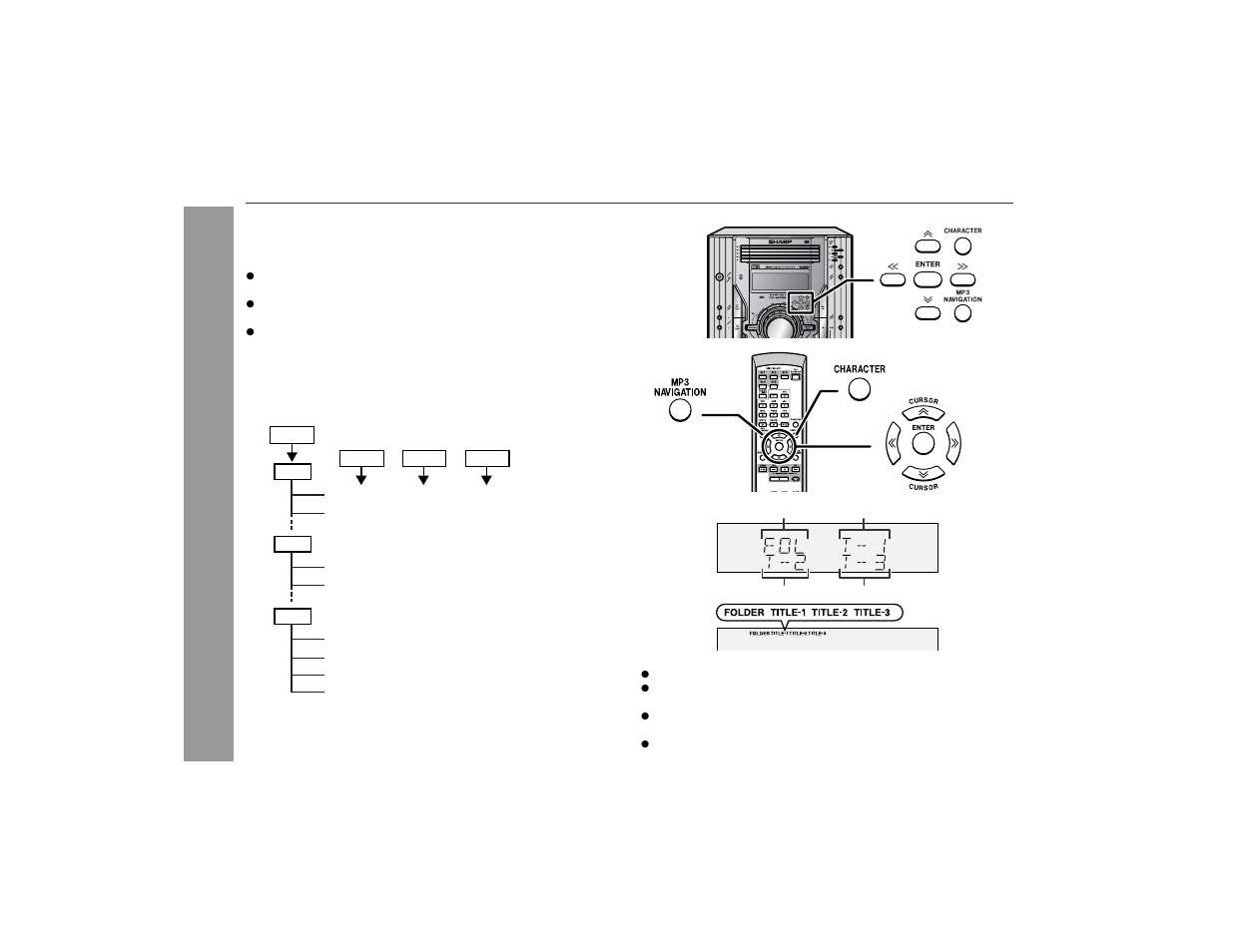 Mp3 navigation (only for mp3 files), Cd or mp3 disc pla ybac k | Sharp CD-MPS900 User Manual | Page 22 / 42