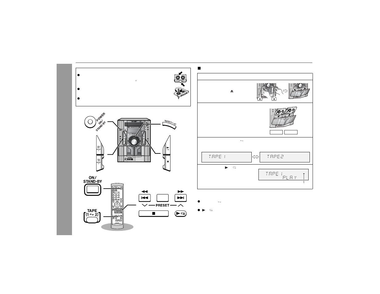 Listening to a cassette tape (tape 1 or tape 2) | Sharp CD-MPS900 User Manual | Page 28 / 42