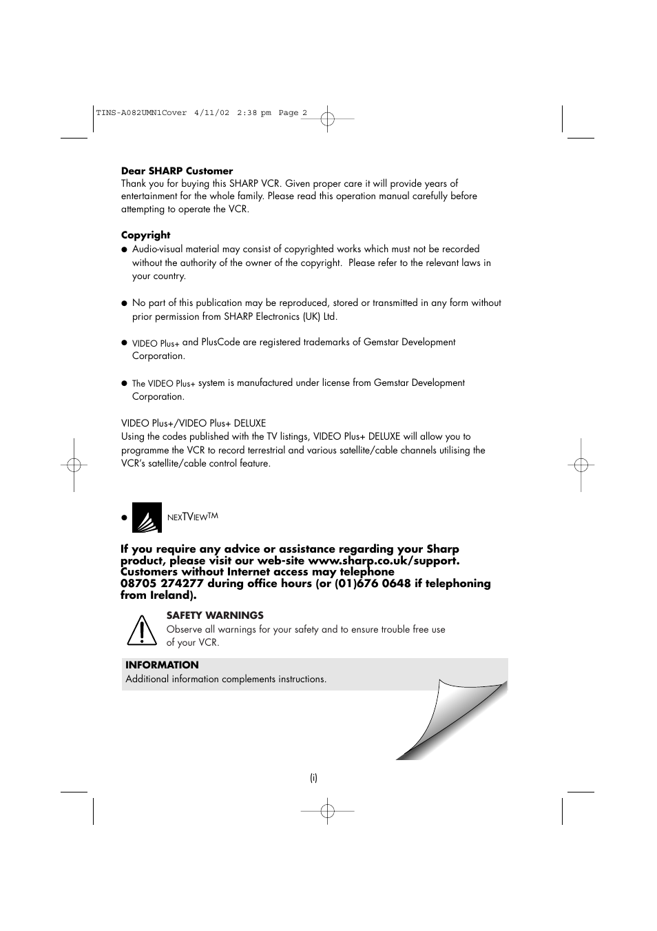 Sharp VC-MH835HM User Manual | Page 2 / 54