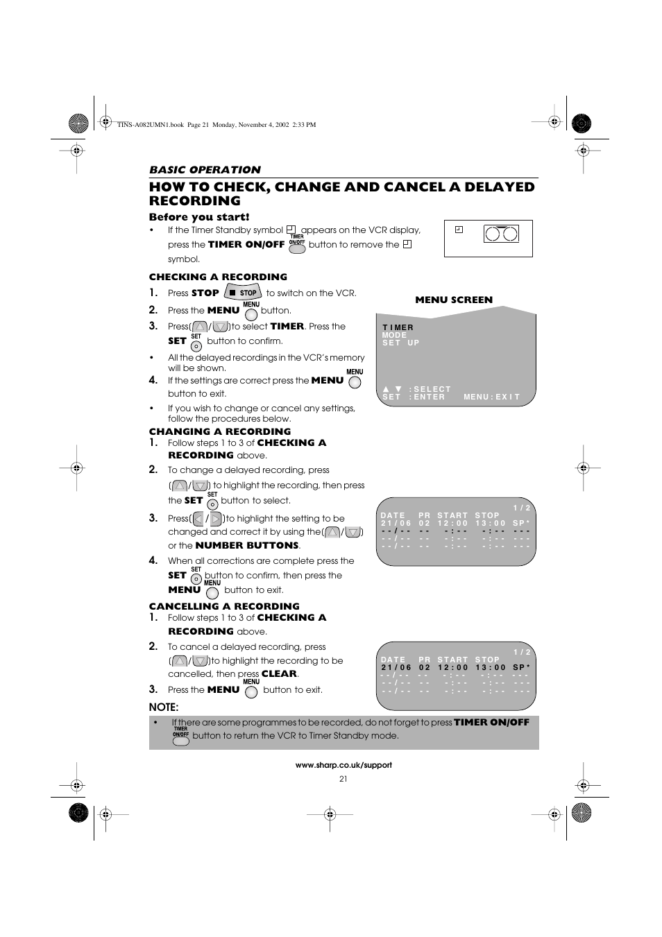 Sharp VC-MH835HM User Manual | Page 23 / 54