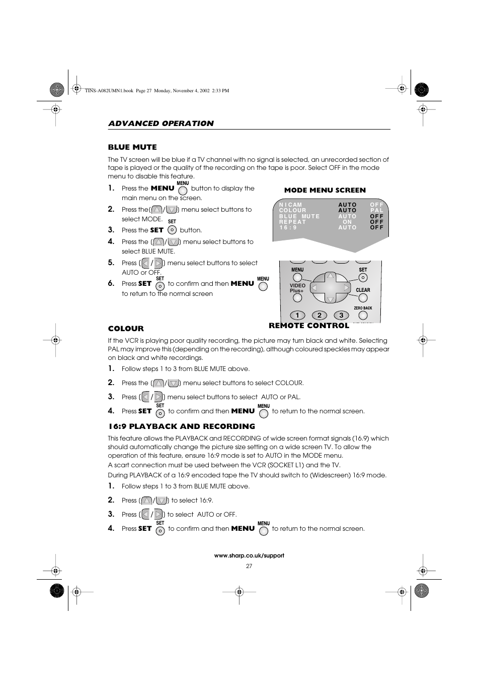 Sharp VC-MH835HM User Manual | Page 29 / 54