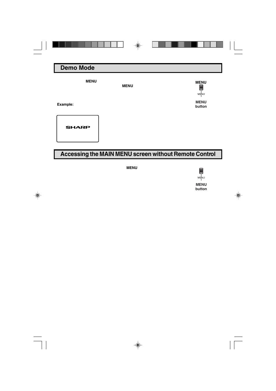 Demo mode | Sharp 27F543 User Manual | Page 10 / 59