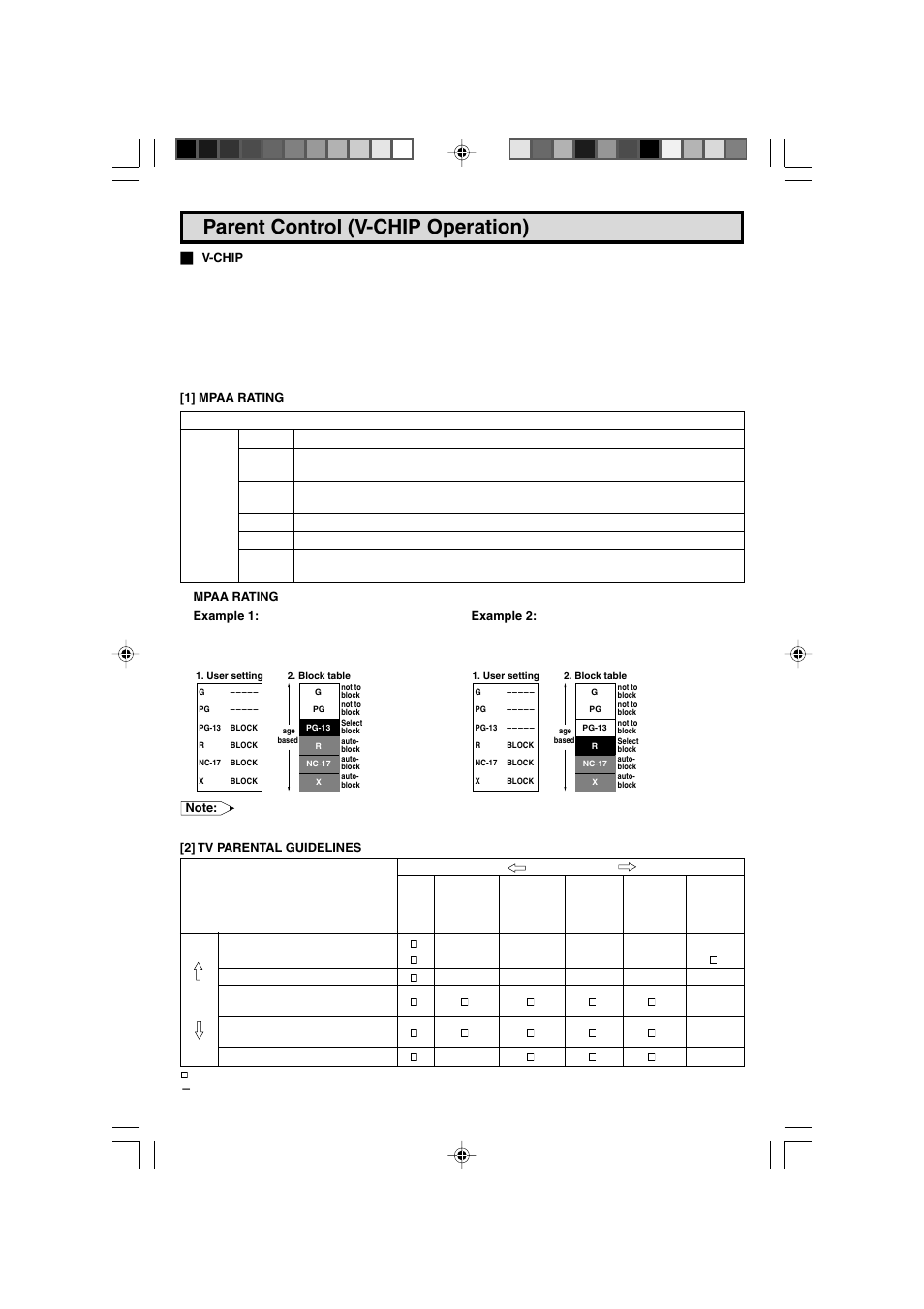 Parent control (v-chip operation) | Sharp 27F543 User Manual | Page 16 / 59