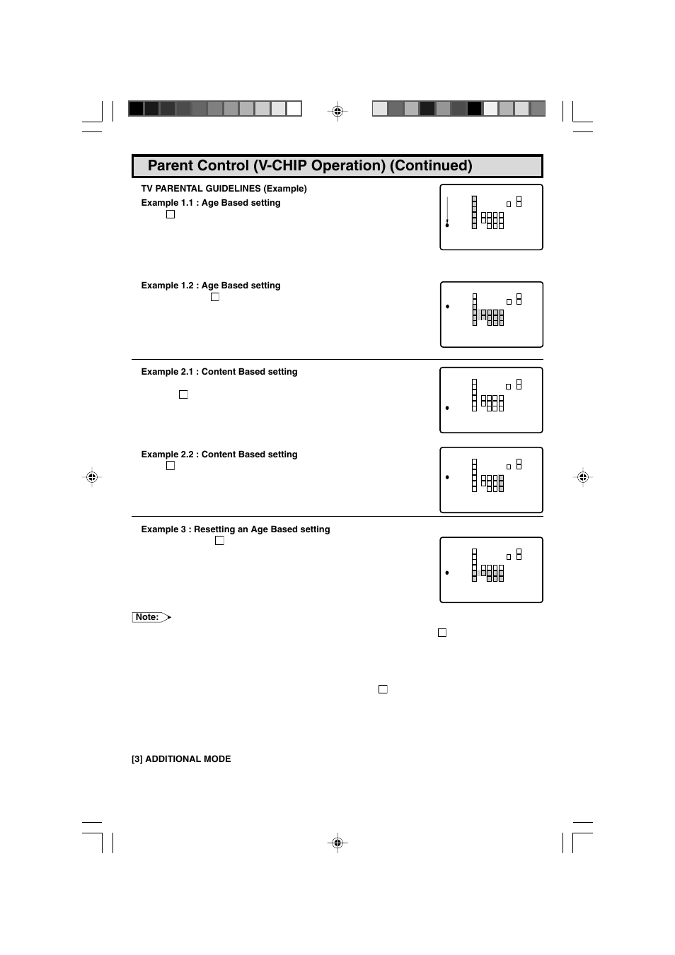 Parent control (v-chip operation) (continued) | Sharp 27F543 User Manual | Page 17 / 59