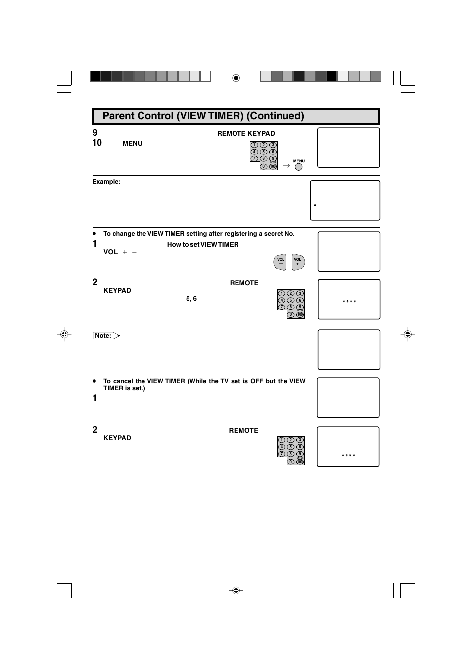 Parent control (view timer) (continued) | Sharp 27F543 User Manual | Page 25 / 59