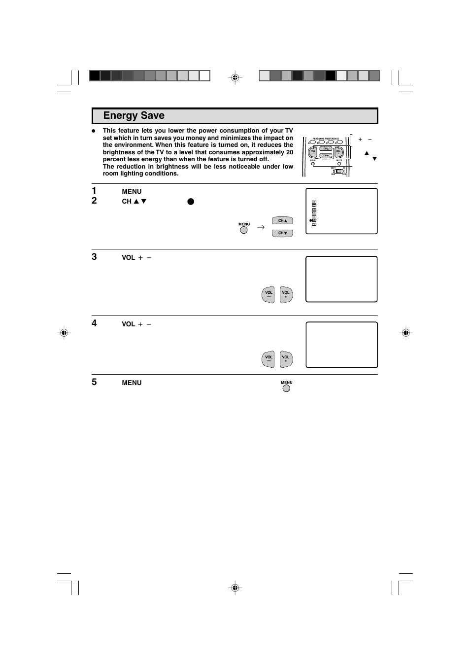 Energy save | Sharp 27F543 User Manual | Page 27 / 59