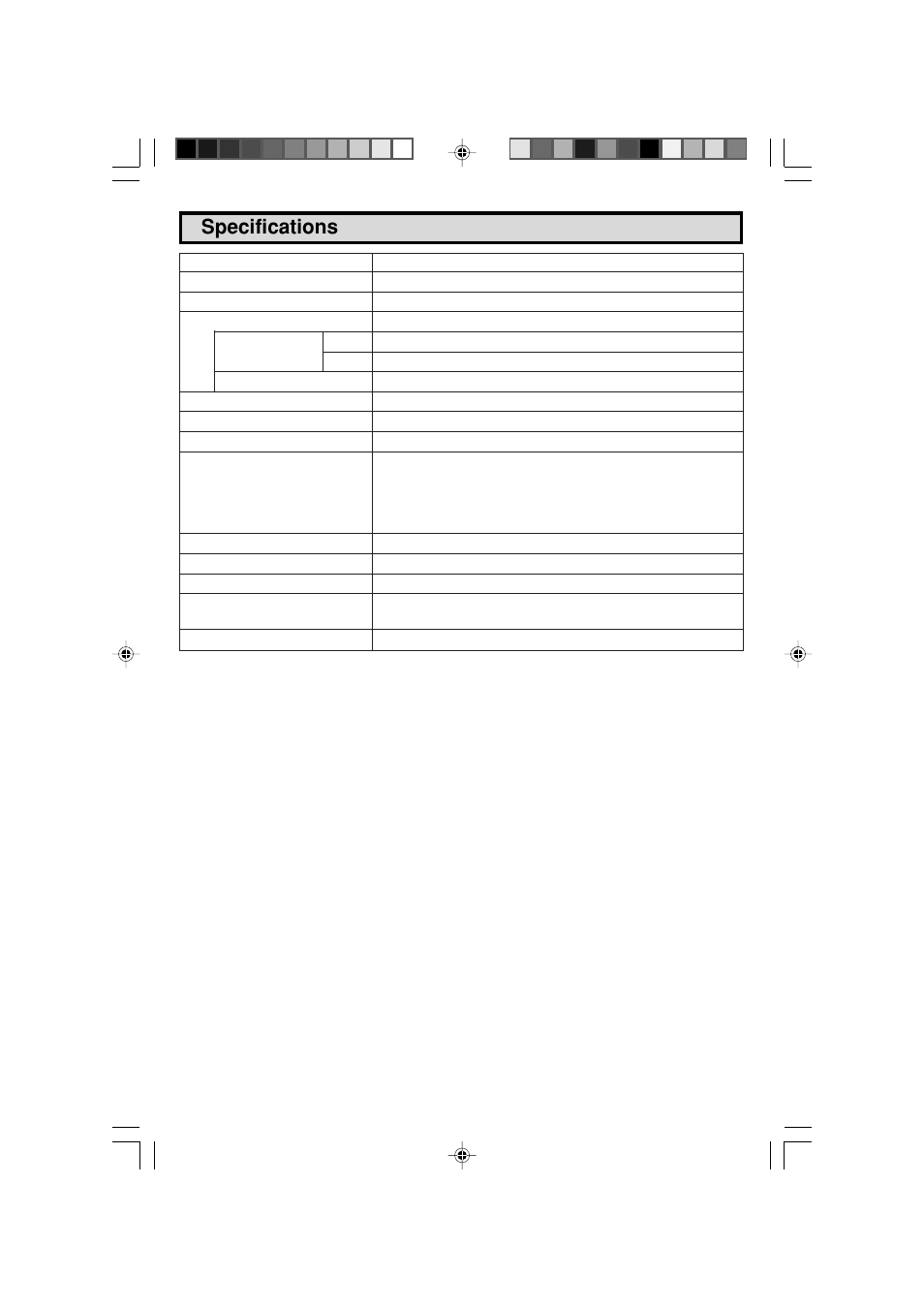 Specifications | Sharp 27F543 User Manual | Page 46 / 59