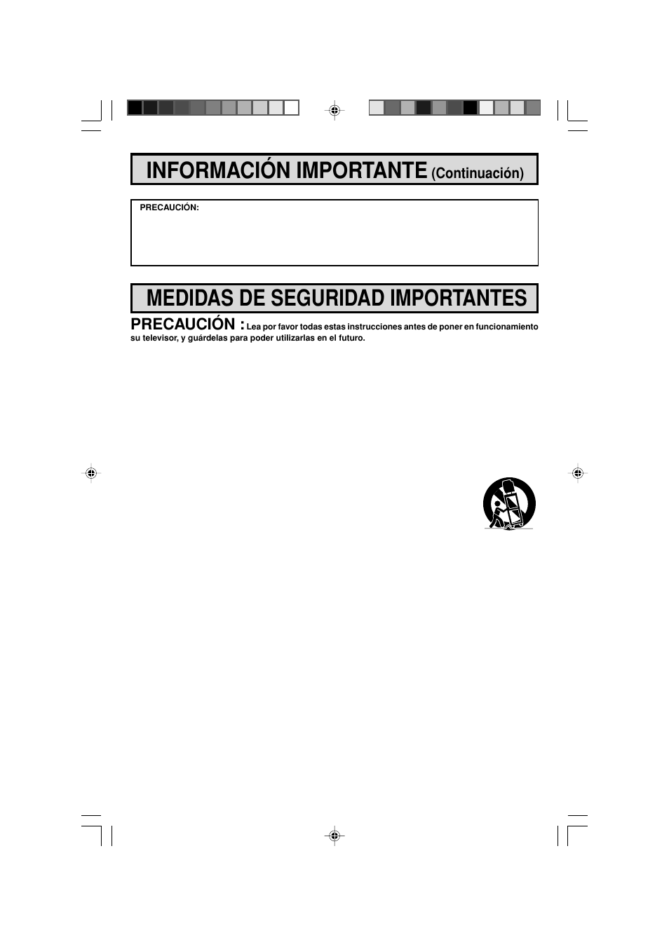 Información importante, Medidas de seguridad importantes, Precaución | Continuación) | Sharp 27F543 User Manual | Page 48 / 59