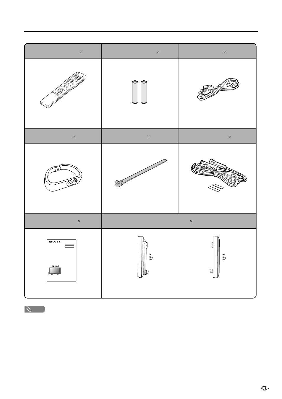 Supplied accessories | Sharp Aquos LC 45GD5U User Manual | Page 13 / 89