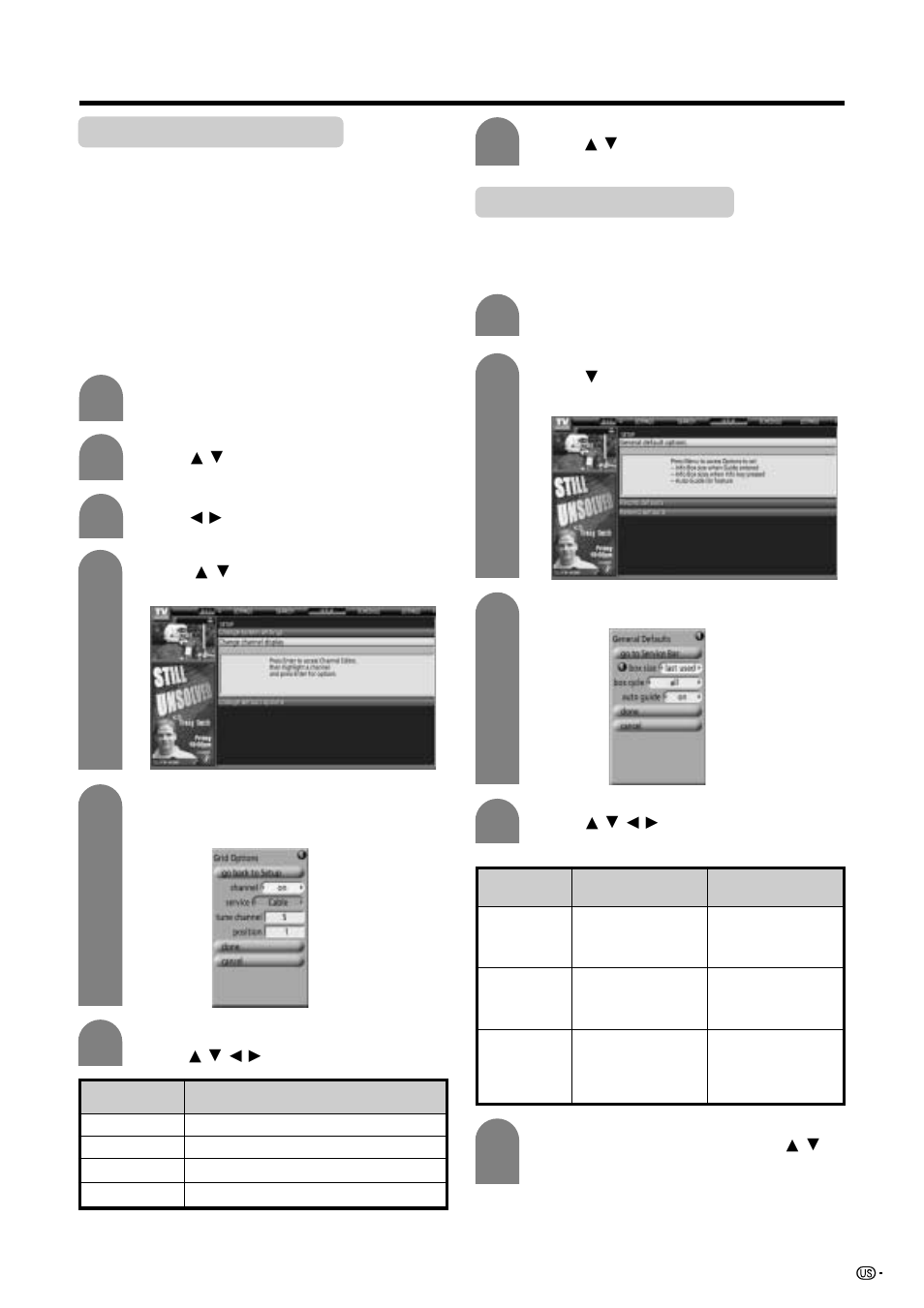 Changing channel display, Changing default options | Sharp Aquos LC 45GD5U User Manual | Page 31 / 89