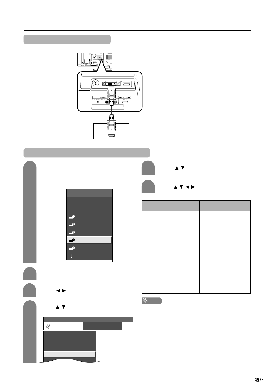 Connecting hdmi equipment, Displaying an image from hdmi equipment | Sharp Aquos LC 45GD5U User Manual | Page 51 / 89