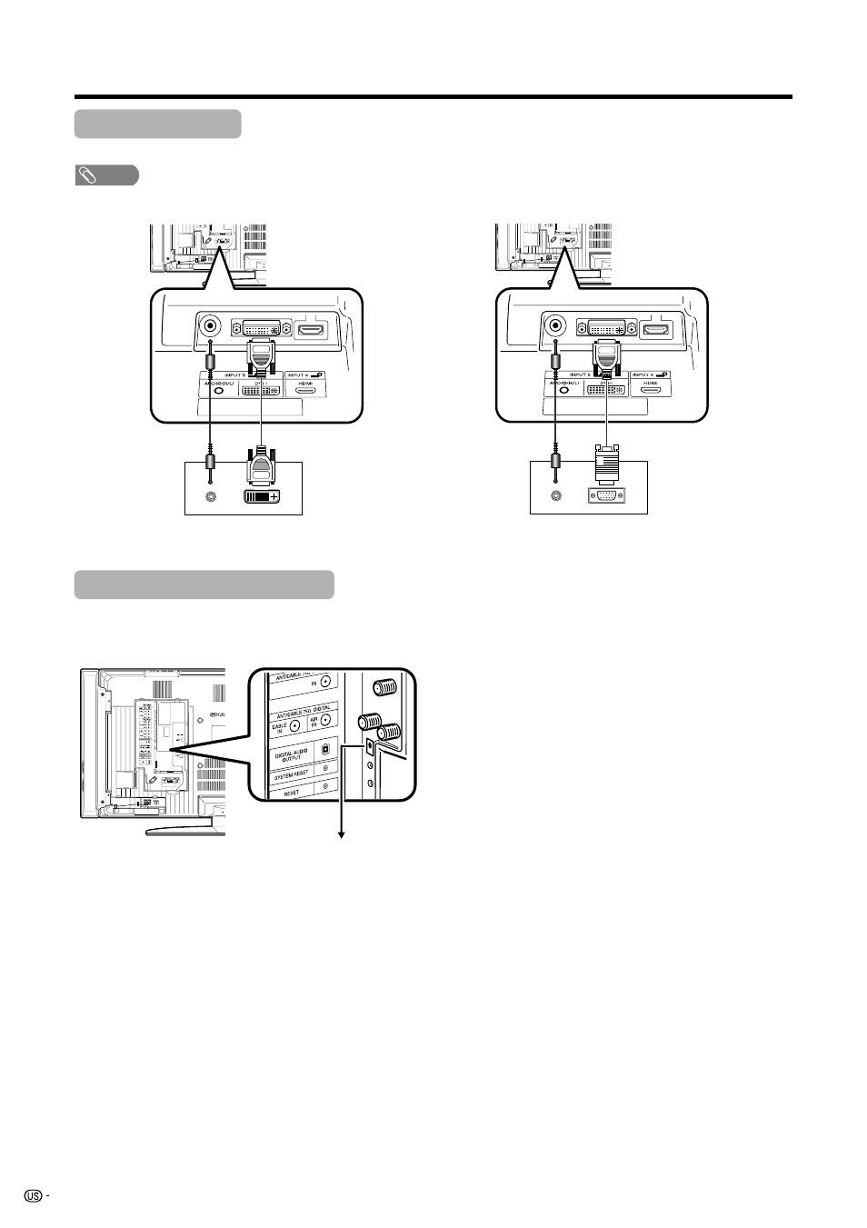 Connecting a pc, Using digital audio output | Sharp Aquos LC 45GD5U User Manual | Page 52 / 89