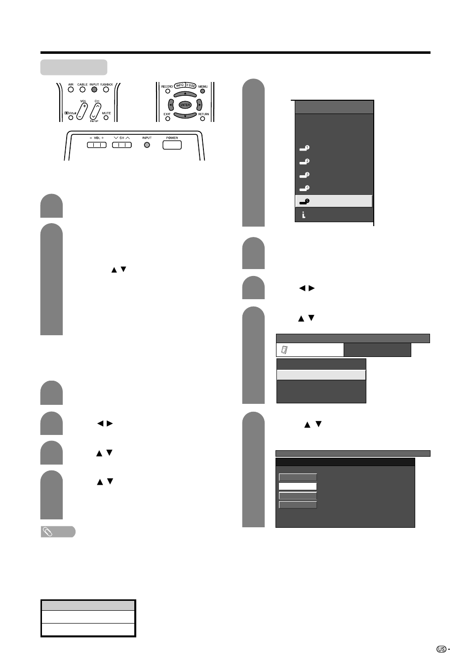 Input select | Sharp Aquos LC 45GD5U User Manual | Page 61 / 89