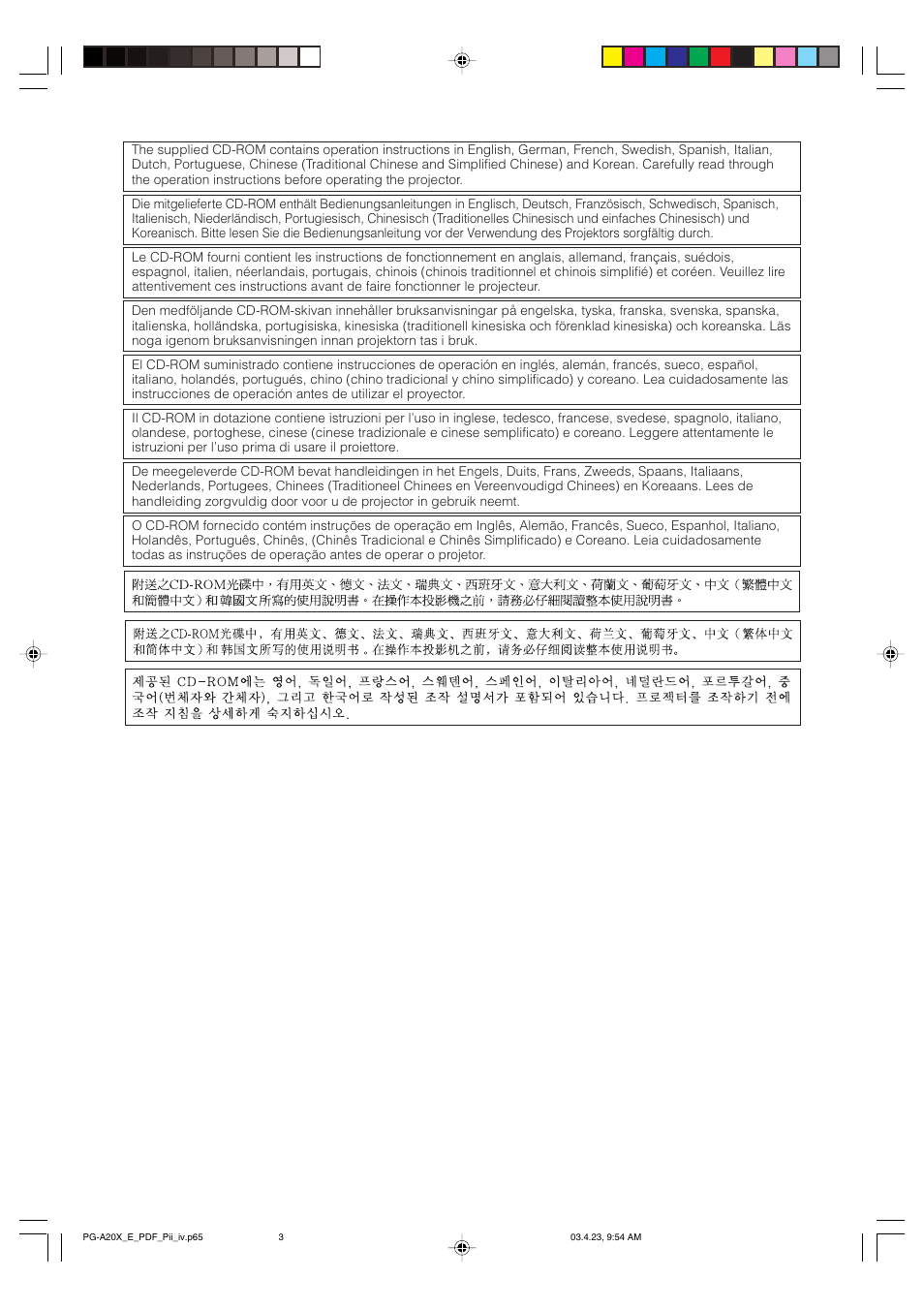 Sharp PG-A20X User Manual | Page 4 / 74