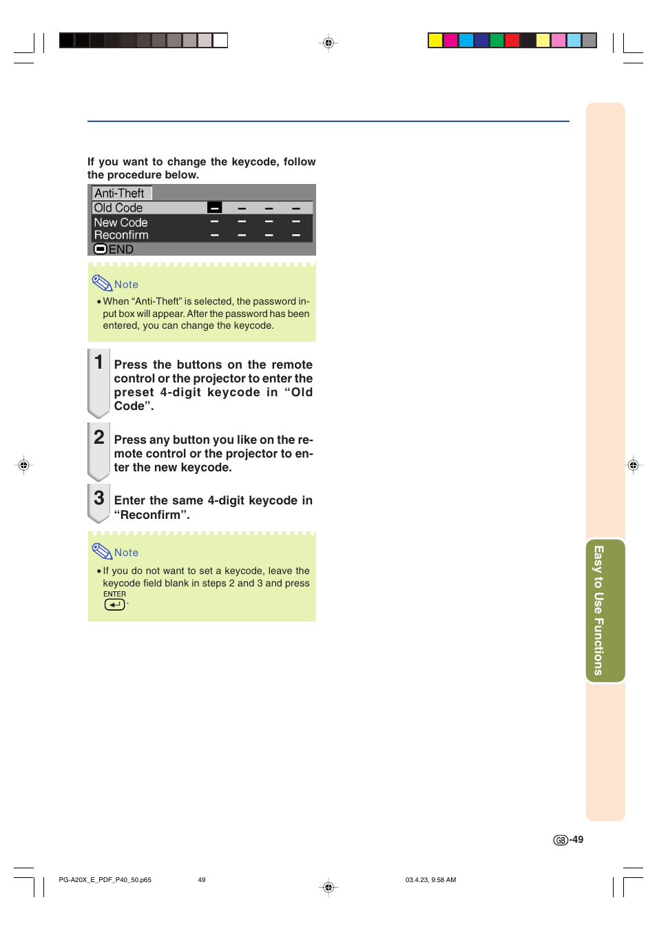 Sharp PG-A20X User Manual | Page 53 / 74