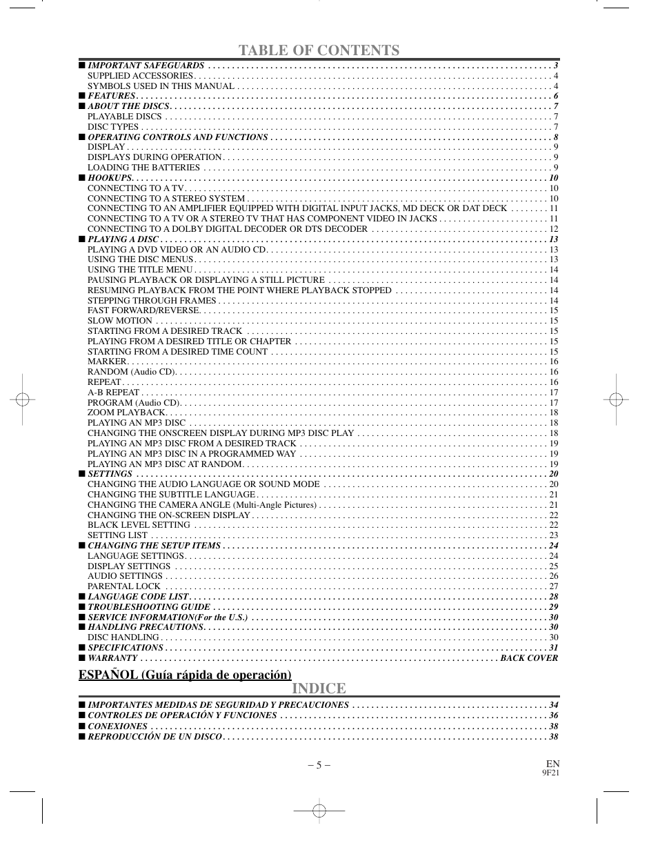 Sharp DV-S1U User Manual | Page 5 / 40