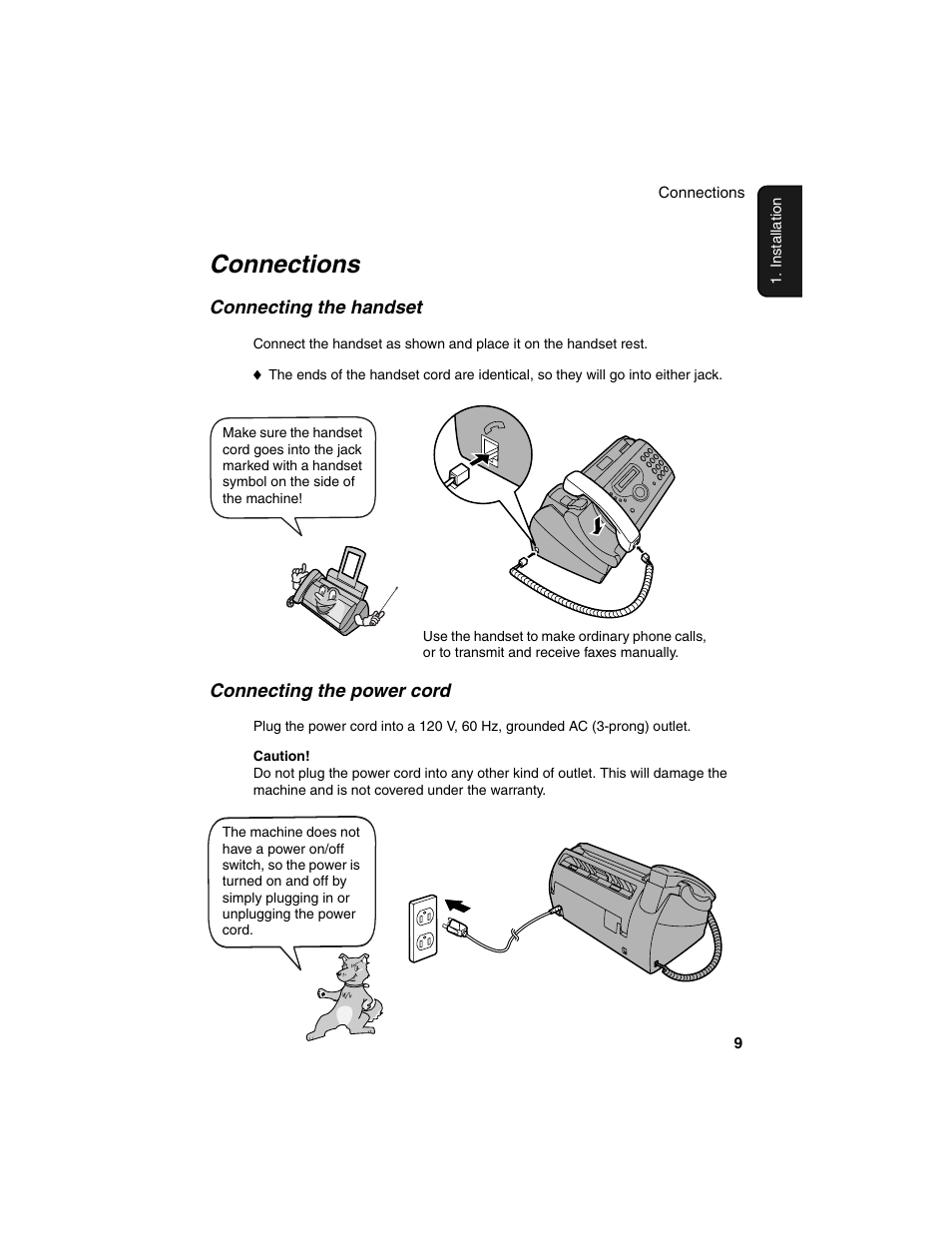 Connections | Sharp UX-P115 User Manual | Page 11 / 84