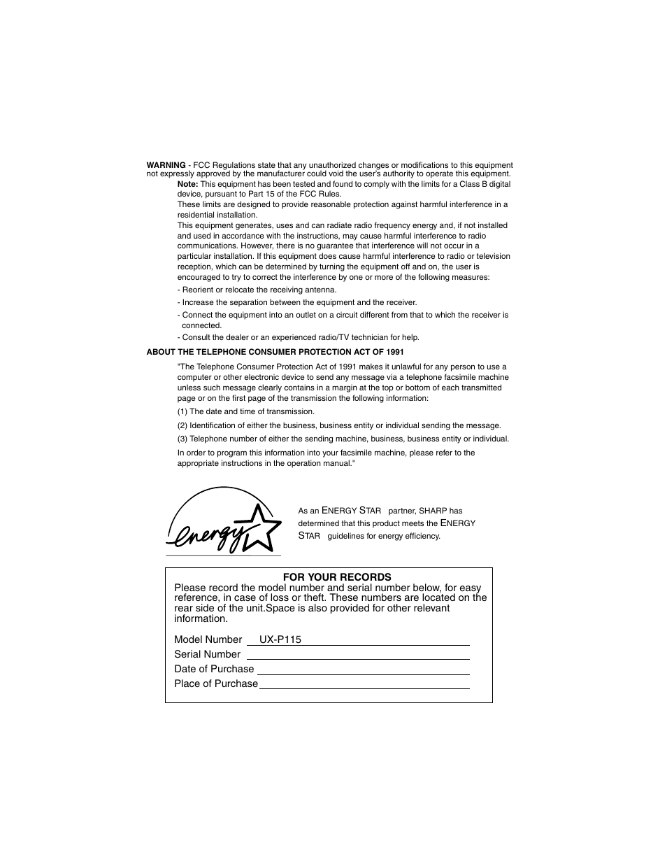 Sharp UX-P115 User Manual | Page 2 / 84