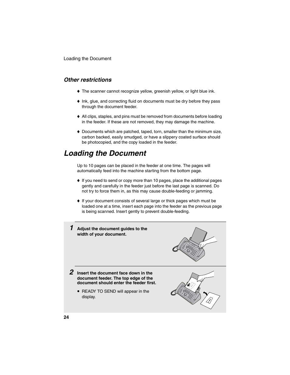 Loading the document | Sharp UX-P115 User Manual | Page 26 / 84