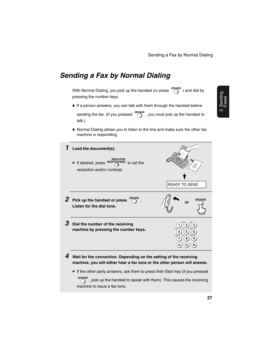 Sending a fax by normal dialing | Sharp UX-P115 User Manual | Page 29 / 84