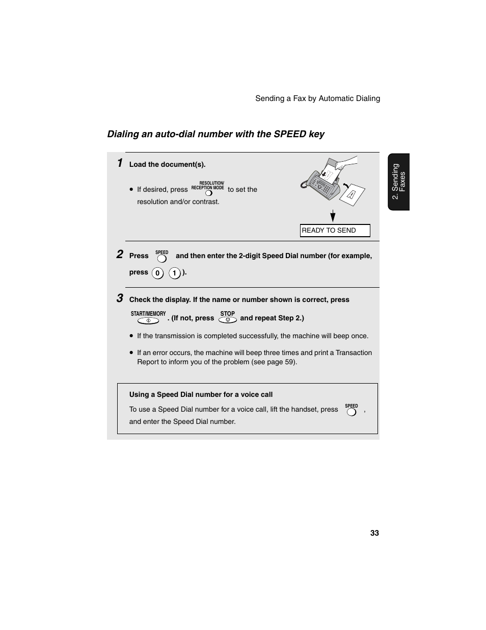 Dialing an auto-dial number with the speed key | Sharp UX-P115 User Manual | Page 35 / 84