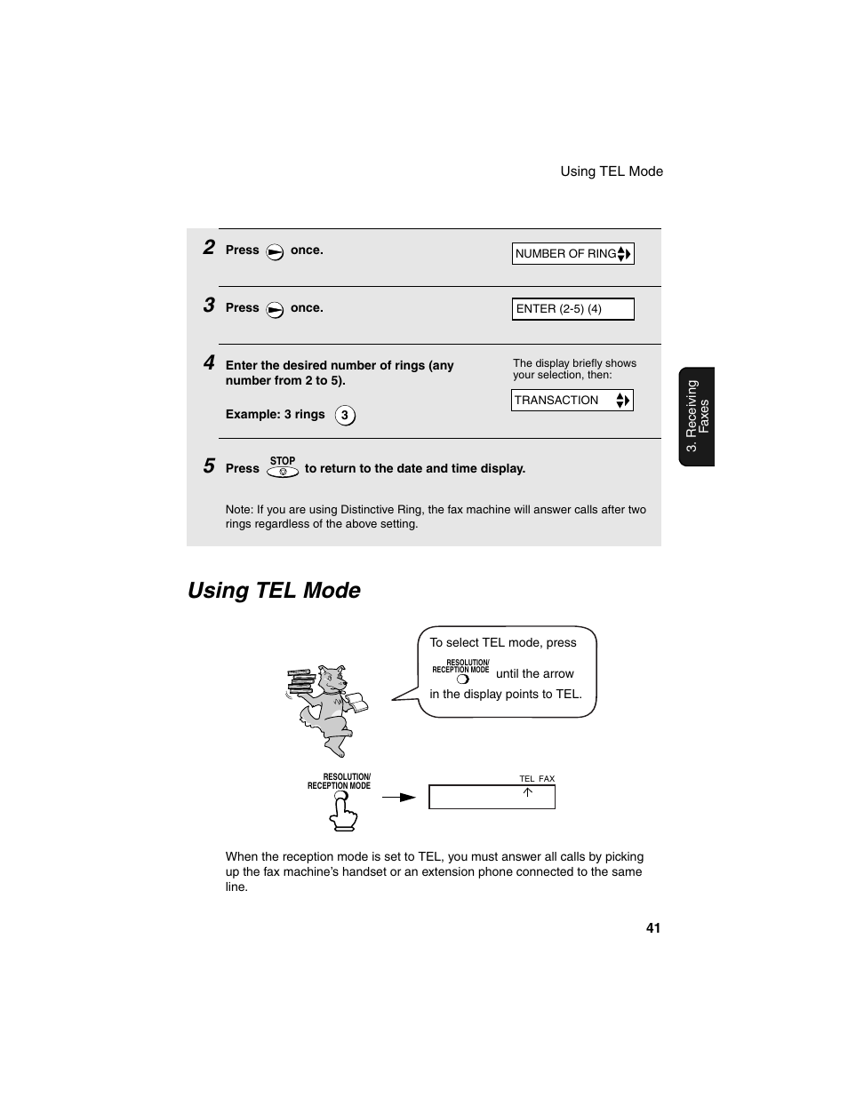 Using tel mode | Sharp UX-P115 User Manual | Page 43 / 84