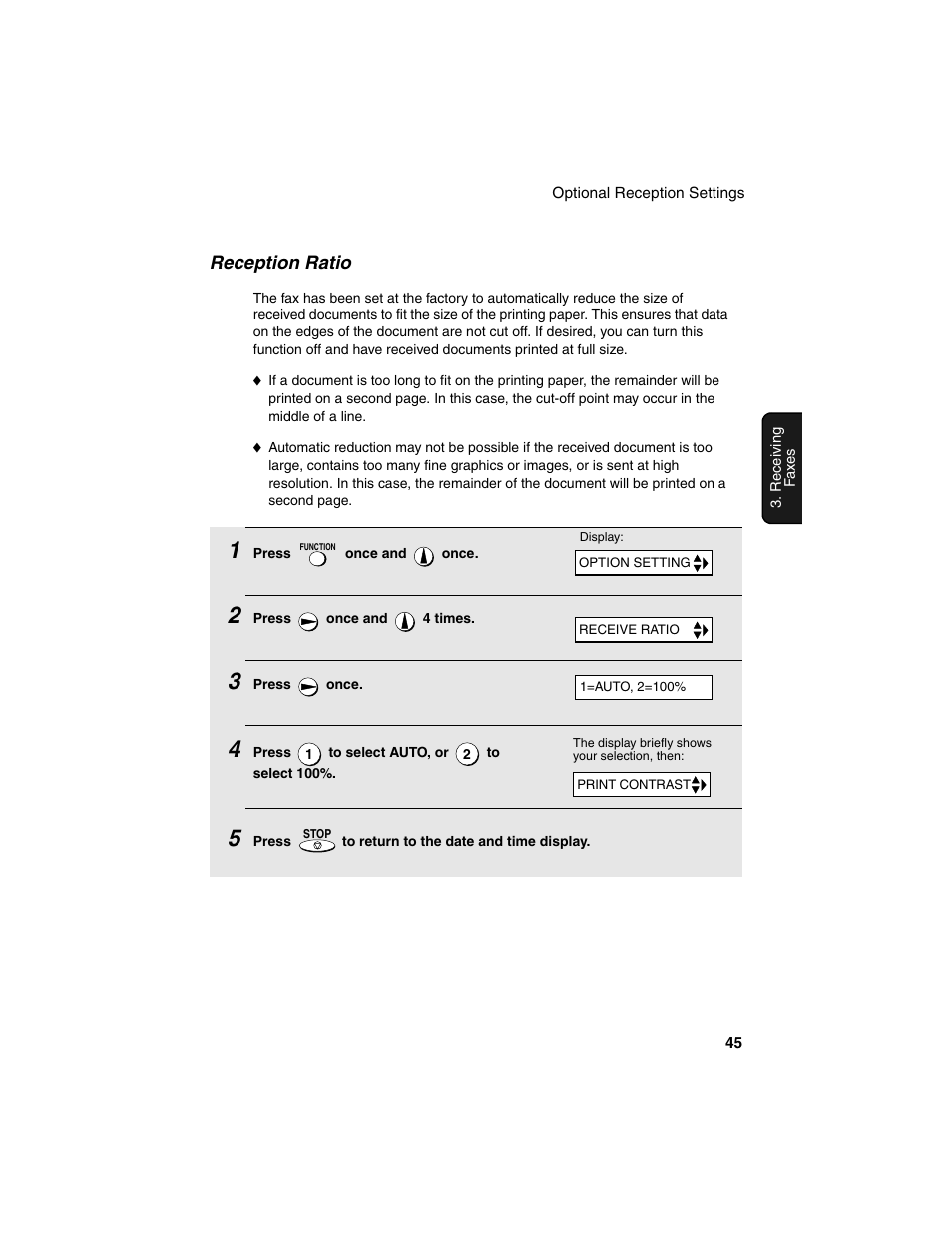 Reception ratio | Sharp UX-P115 User Manual | Page 47 / 84