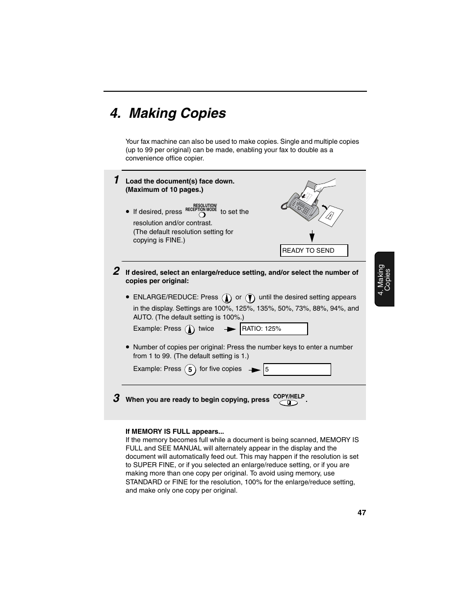 Making copies | Sharp UX-P115 User Manual | Page 49 / 84