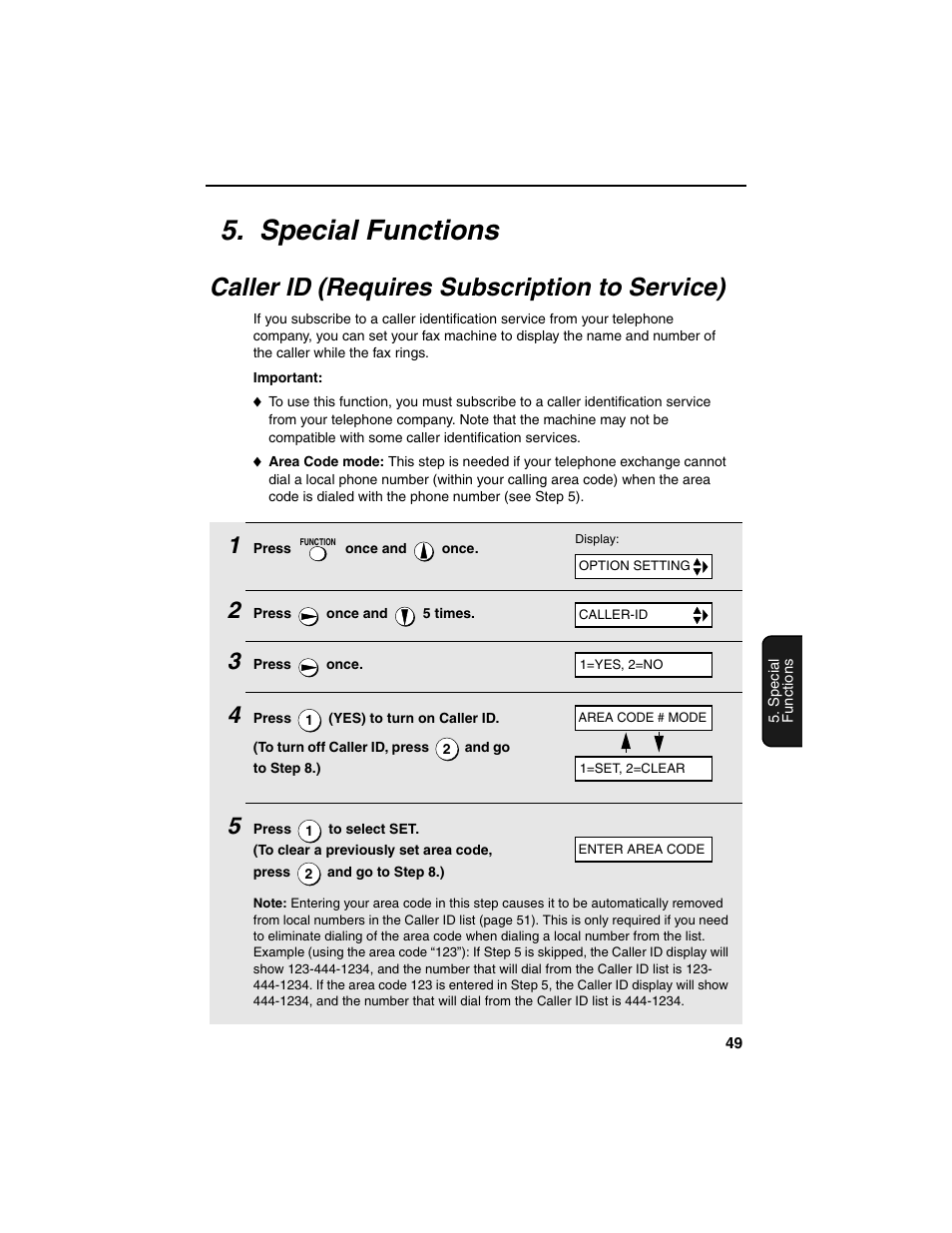 Special functions, Caller id (requires subscription to service) | Sharp UX-P115 User Manual | Page 51 / 84