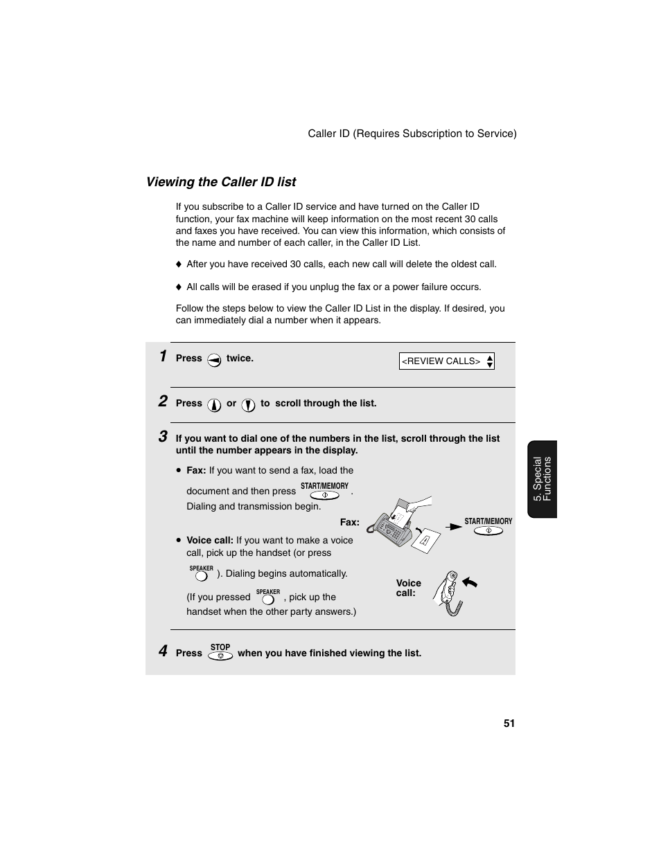 Viewing the caller id list | Sharp UX-P115 User Manual | Page 53 / 84