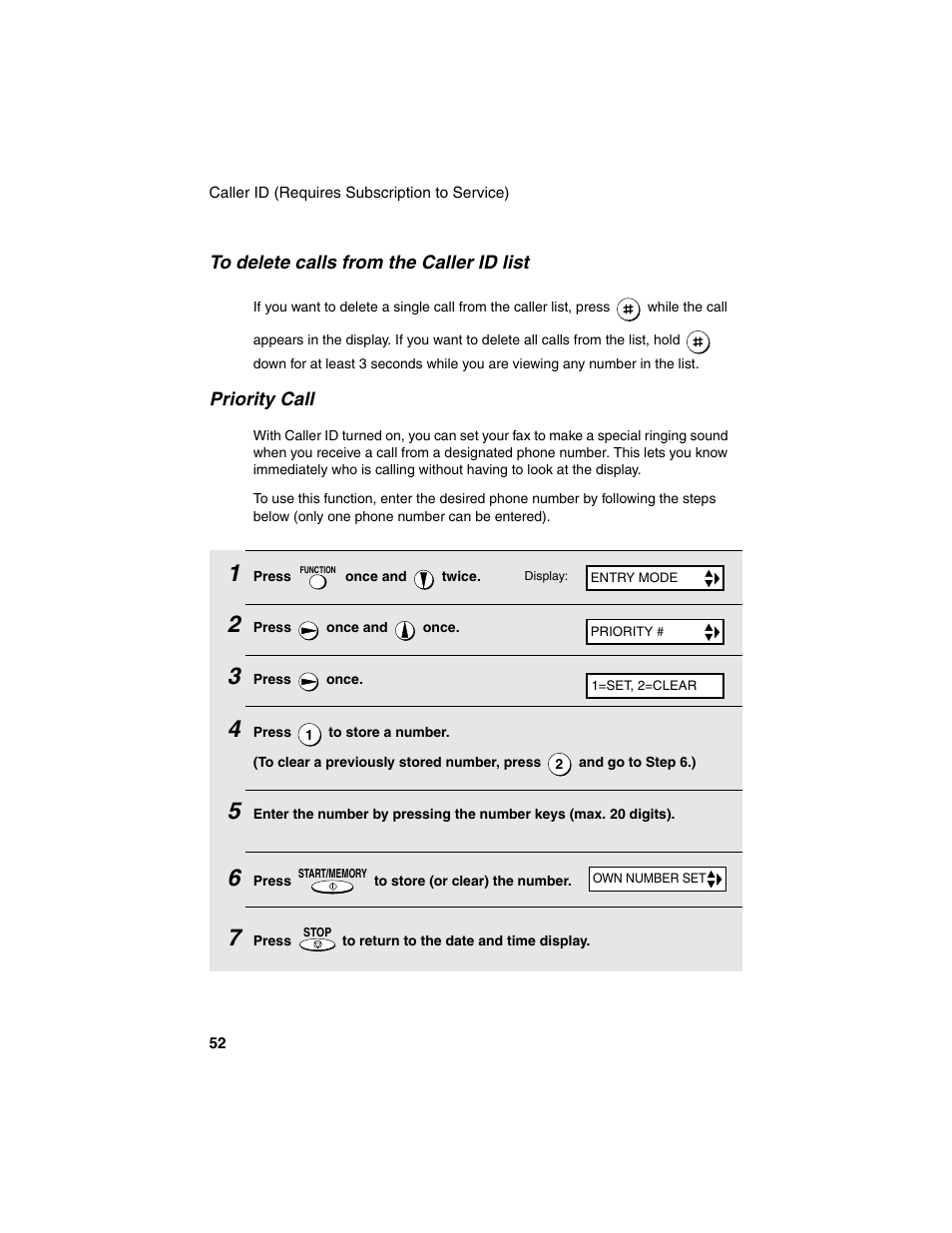 Priority call | Sharp UX-P115 User Manual | Page 54 / 84