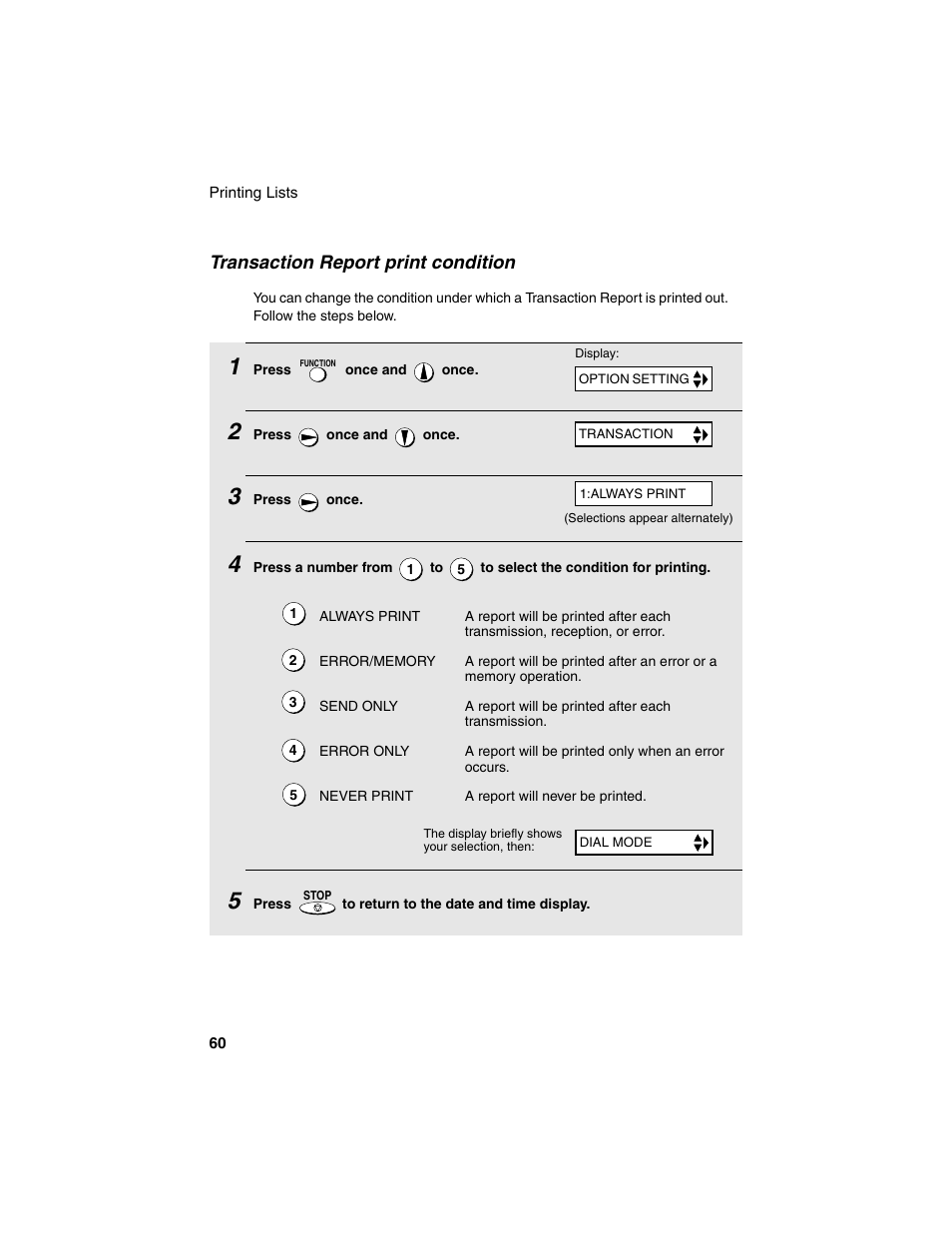 Transaction report print condition | Sharp UX-P115 User Manual | Page 62 / 84