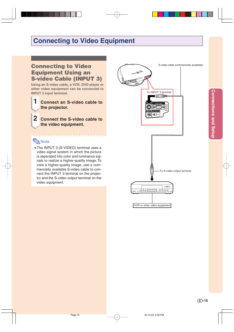 Connecting to video equipment | Sharp DT-300 User Manual | Page 16 / 72