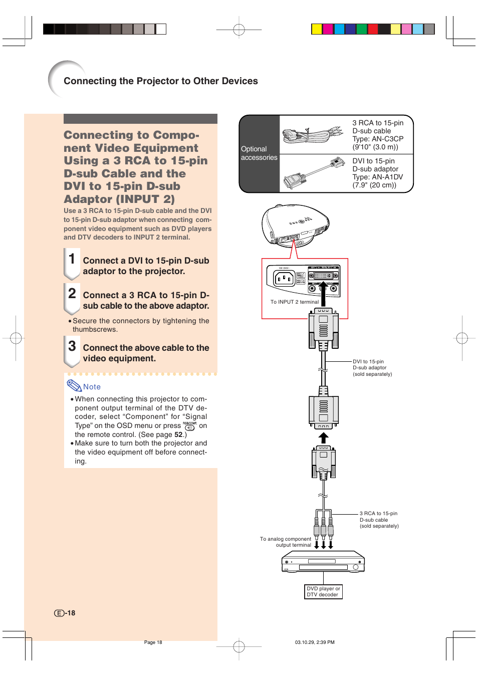 Connecting the projector to other devices | Sharp DT-300 User Manual | Page 19 / 72