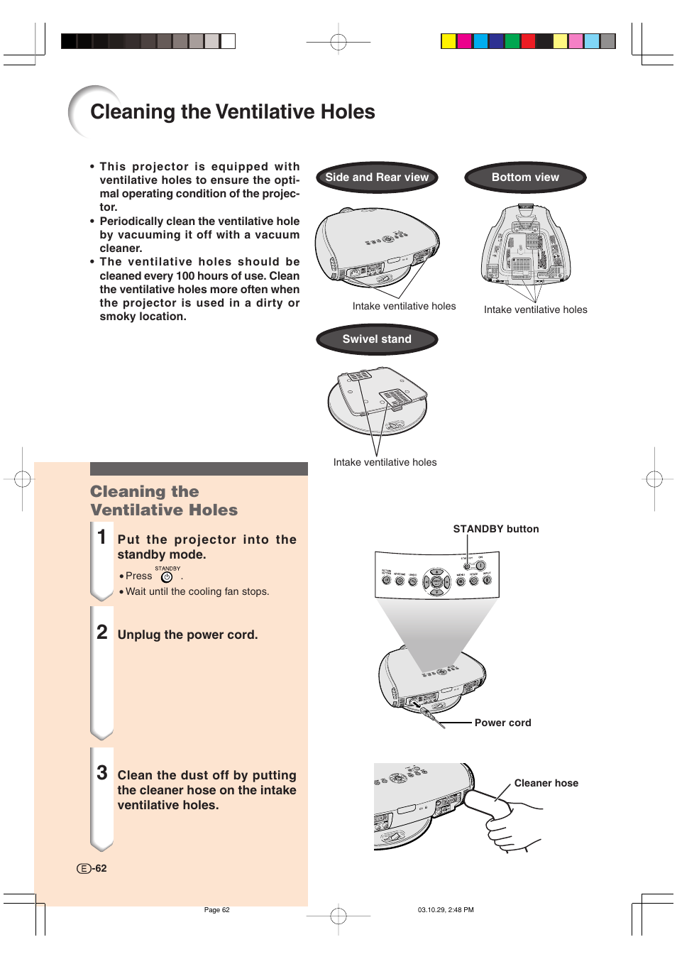 Cleaning the ventilative holes | Sharp DT-300 User Manual | Page 63 / 72