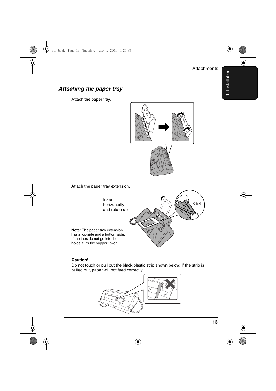 Attaching the paper tray | Sharp UX-B30 User Manual | Page 17 / 115