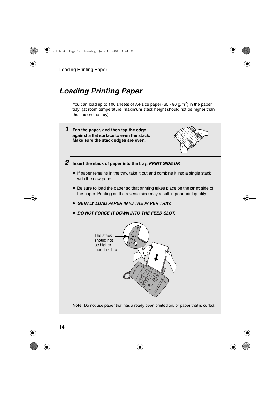 Loading printing paper | Sharp UX-B30 User Manual | Page 18 / 115