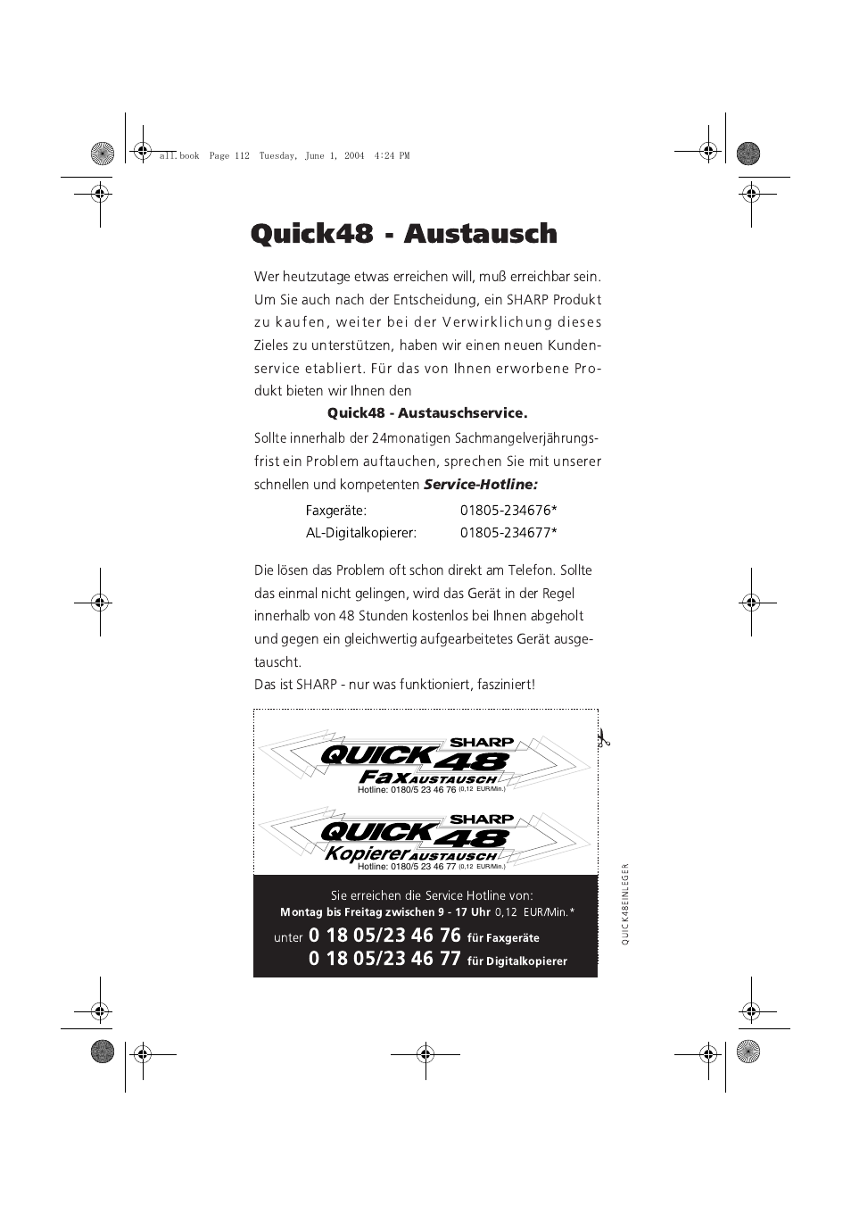 Quick48 - austausch | Sharp UX-B30 User Manual | Page 4 / 115