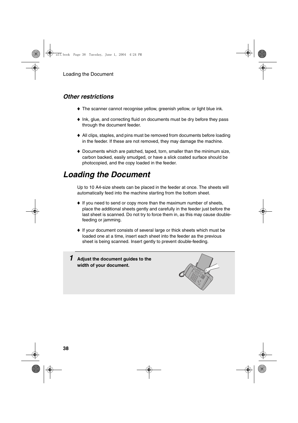 Loading the document | Sharp UX-B30 User Manual | Page 42 / 115