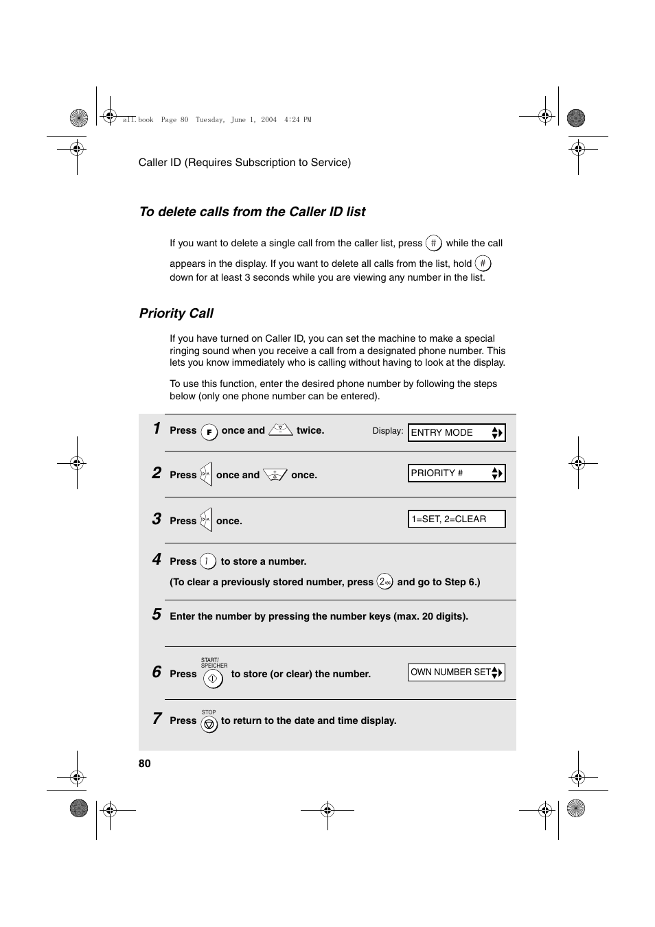 Priority call | Sharp UX-B30 User Manual | Page 84 / 115