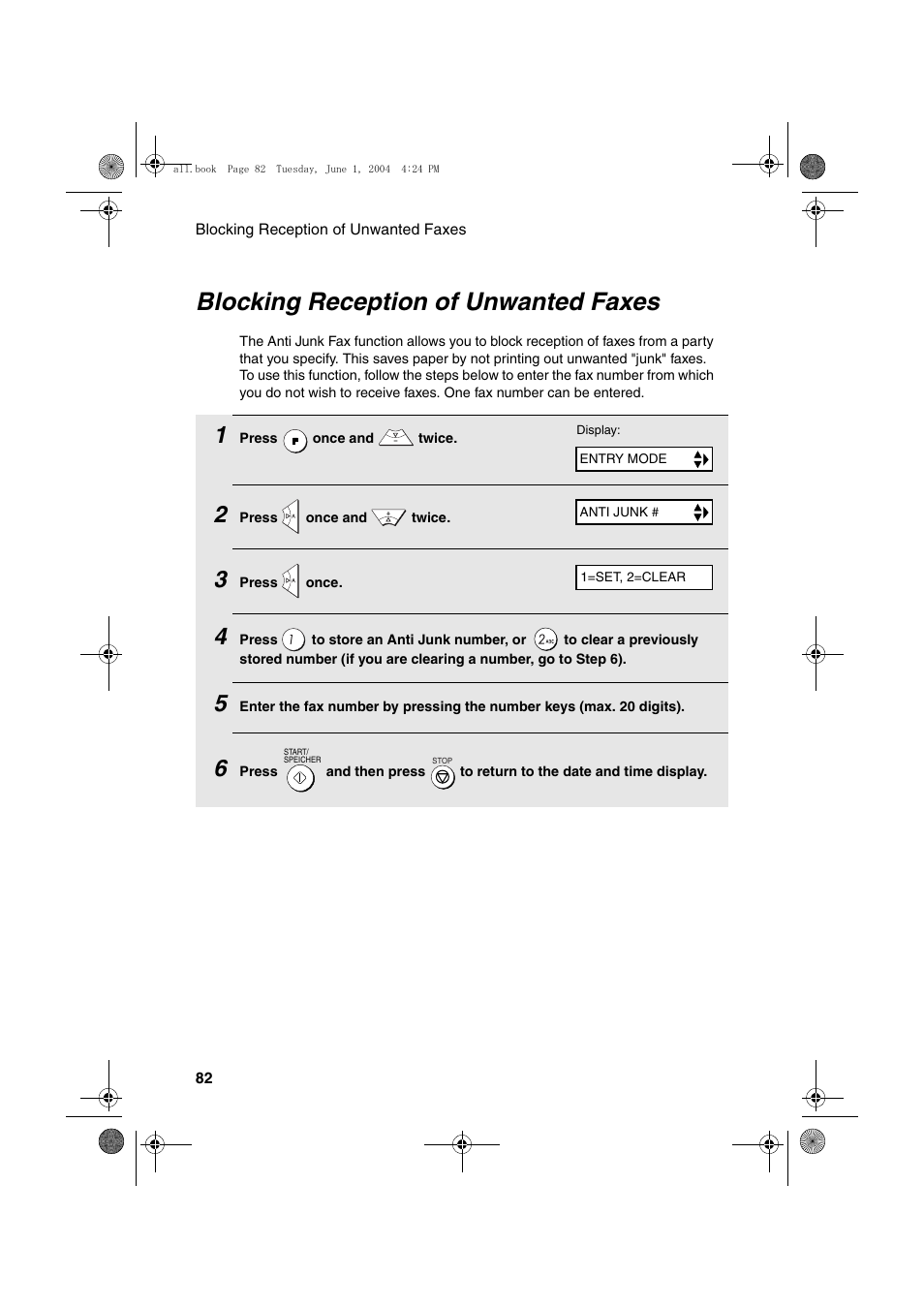 Blocking reception of unwanted faxes | Sharp UX-B30 User Manual | Page 86 / 115