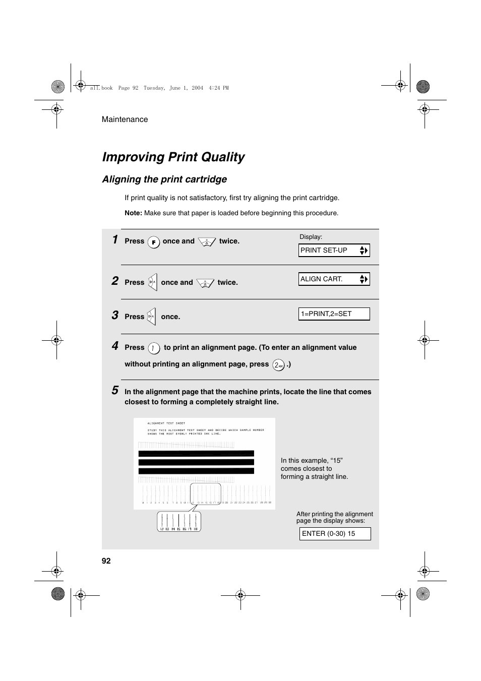 Improving print quality | Sharp UX-B30 User Manual | Page 96 / 115