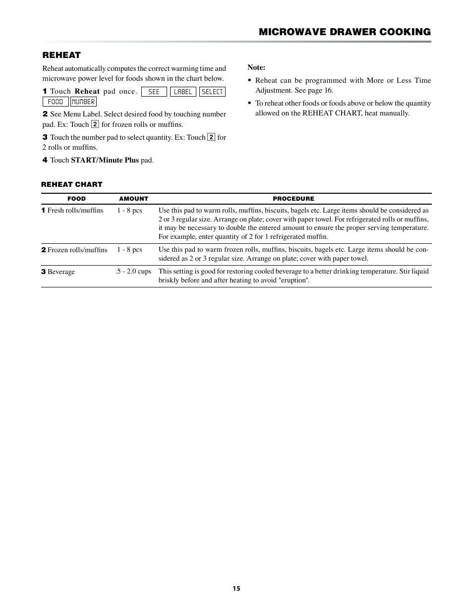 Microwave drawer cooking | Sharp KB-6002L User Manual | Page 15 / 24